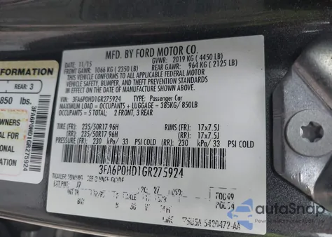 2016 Ford Fusion Se from USA, damaged, VIN 3FA6P0HD1GR275924